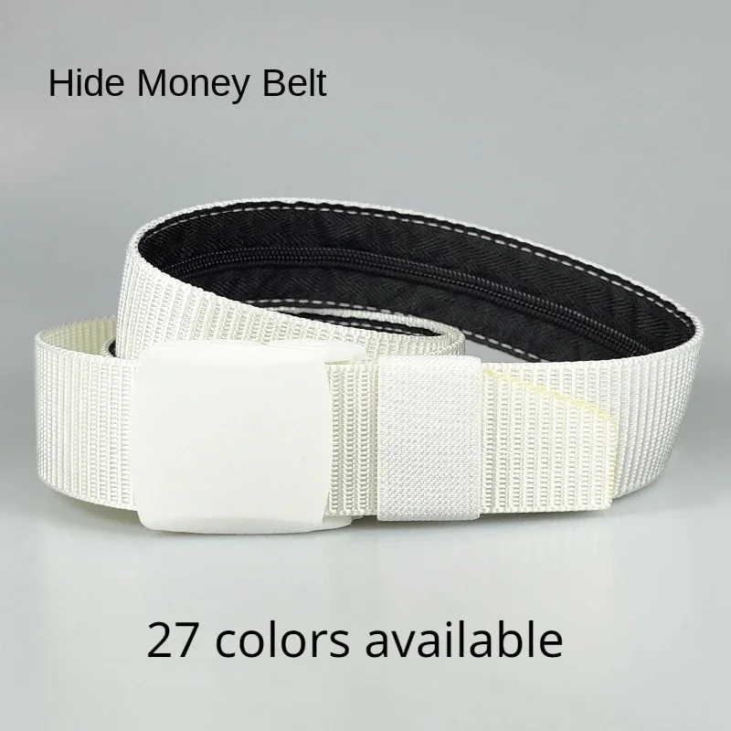 White Cash Anti Theft Belt Waist Bag Men Portable Hidden Money Strap Belt Wallet Waist Pack Secret Hiding Zipper Belt for Women