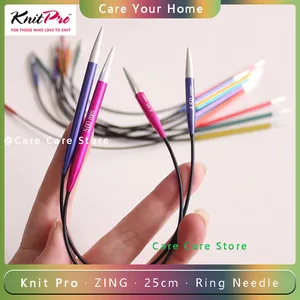 1 피스 knitpro zing 25cm 고정 비대칭 원형 뜨개질 바늘 니트 프로 스포크 니트 프리 슬리브 양말 니들 니들 10 최고의 판매 니트 프로 교환 가능한 뜨개질 바늘 - №6