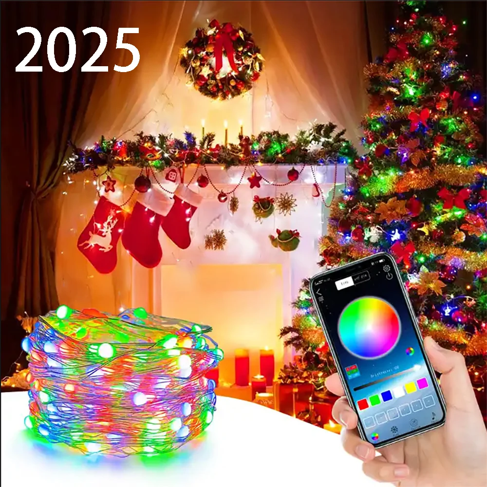 Winter 2025 Colorfull Sparkling Lamp Joyful Night Christmas Lights Luminaria‌ Smart String LED Garland Lights Festivities Decor