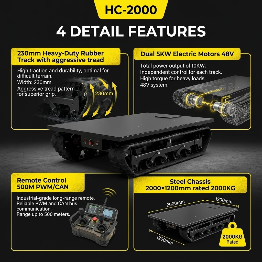Customizable Heavy Duty Electric Rubber Track Crawler Chassis Multi-Ton All Terrain Undercarriage System
