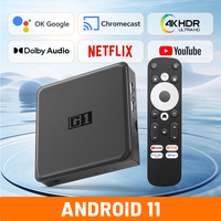 Android 11 Smart TV Box G1 4K@60fps for Netflix HDR10+ Videos and Movies Dolby Audio Output with AV1 WiFi6 Player Set Top Box