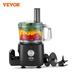 VEVOR-procesador de alimentos de 9 tazas, picadora de verduras para picar, rebanar, triturar, puré y amasar, hoja de acero inoxidable de 600W, color negro