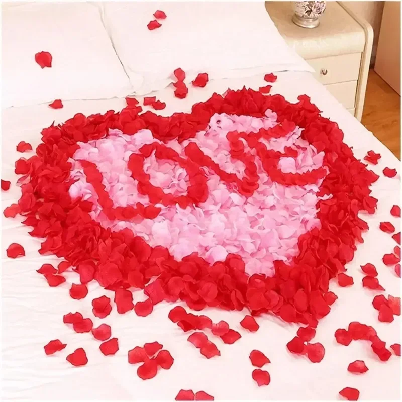 5000/100 Uds. Pétalos de rosa artificiales falsos pétalos de rosas de seda de simulación coloridos rojos para decoración romántica de fiesta de boda del Día de San Valentín