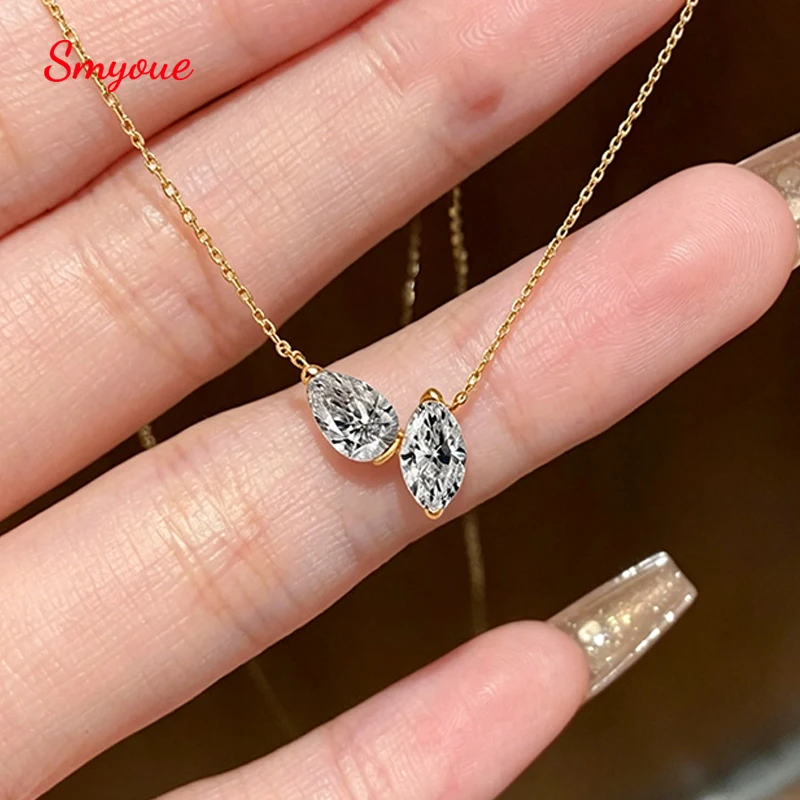 Smyoue New Pass Test All Zircon Necklace for Women Elegant Wedding Anniversary Lab Diamond 100% S925 Pure Silver Jewelry Gifts