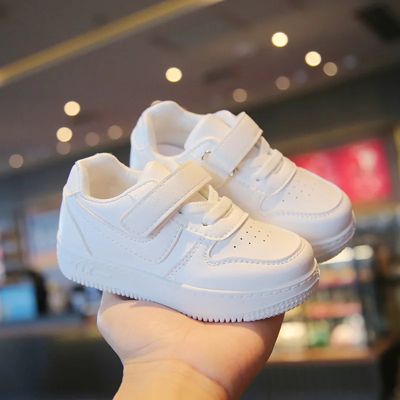 Kids Spring/Autumn Tenis Sneakers Boys Girls Sports Shoes Casual Board Shoes Leather Soft Soled Children Small White Shoes