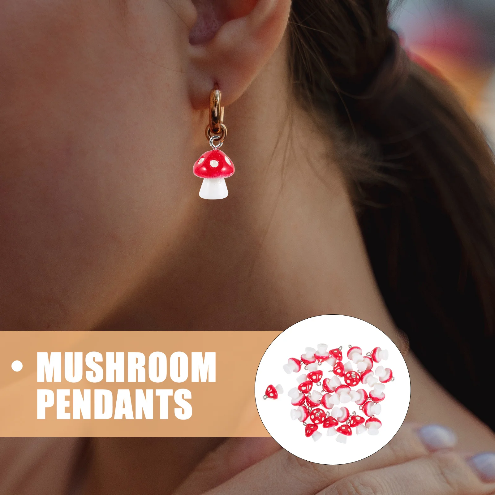 

30Pcs 12mm Resin Mushroom Pendants DIY Charm Set Simple Durable Jewelry Making Charms for Necklace Bracelet Earrings