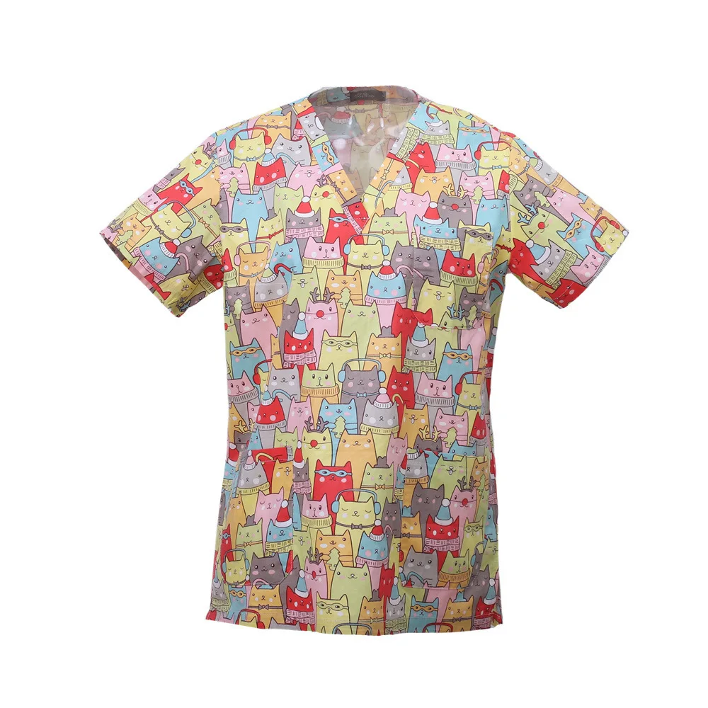 

New Printed Clothes, Short Sleeved Split Doctor's Hand Wash Suit, Summer Thin Cotton Surgical Room