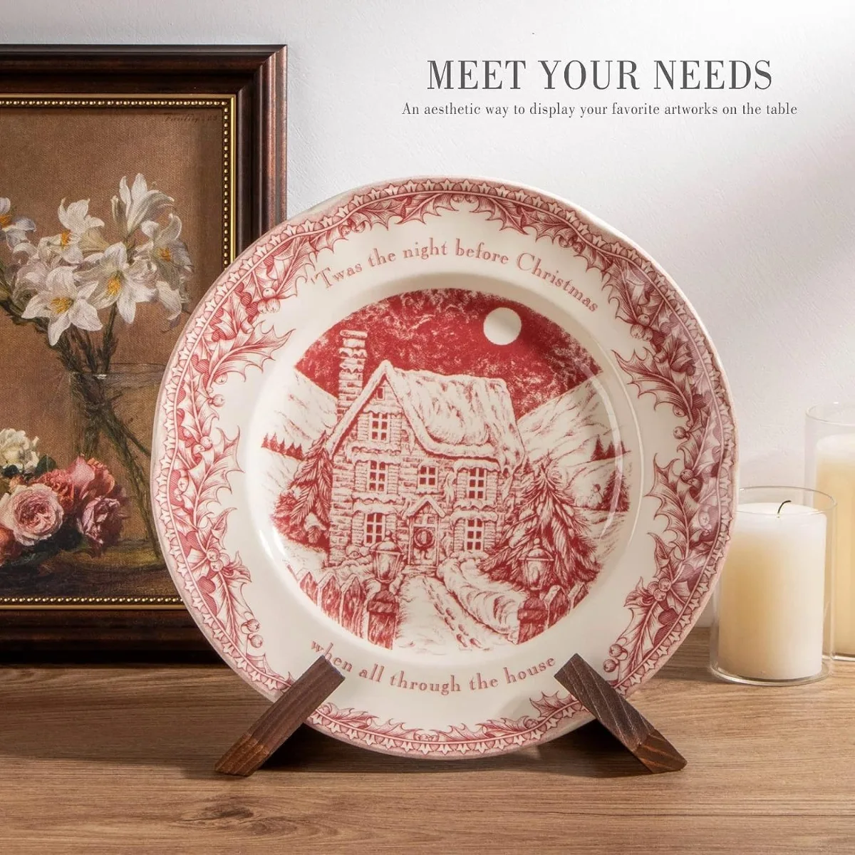 حامل متعدد الأغراض من الخشب الصلب متوفر في المخزون - حامل لسجلات الفينيل والأطباق والأقراص المضغوطة وكتب الطبخ وكعك الشاي #4