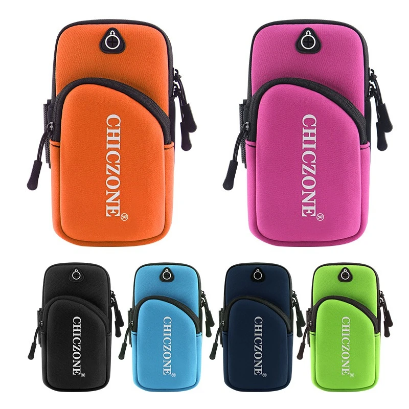 

HAISSKY Elastic Sports Running Bags For iPhone 17 16 15 14 Pro Max Air Plus Outdoor Workout Cycling Multi Pocket Armband Pouch