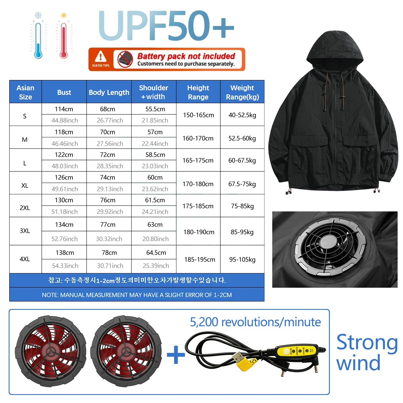 Intelligenter Anti-Hitze- und Kühlungsanzug mit großer Windkraft und Ventilator für Herren, Sonnenschutzkleidung für den Außenbereich – Detail 6