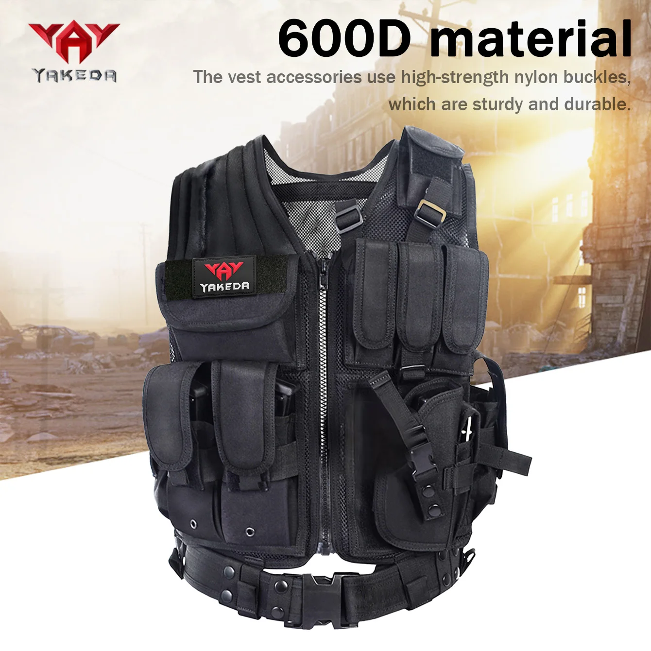 

YAKEDA High Strength Wear-Resistant Tear-Resistant Mesh Breathable Hunting Vest Double-Layer Tear-Resistant Fabric