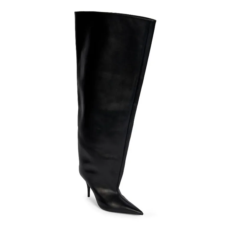 Arden Furtado 2024 Microfiber Pointed Toe Thin heels Over The Knee Boots Super high heel Large tubular boots Extra large size