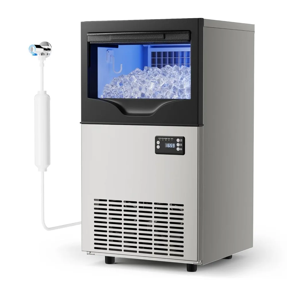 Commercial Ice Maker Machine 120 Lbs/24H Stainless Steel Under Counter, Freestanding Ice Machine, 45 Ice Cubes in 8-15 Minutes
