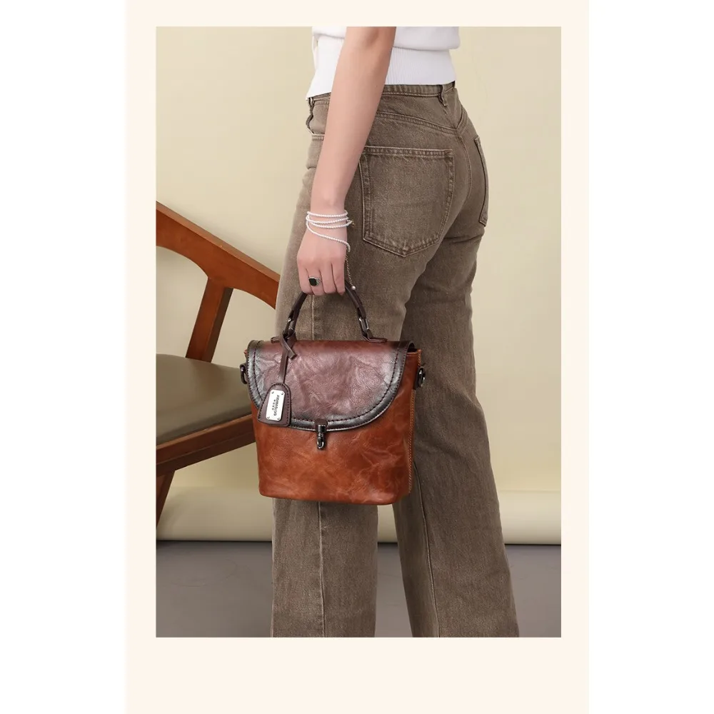 

Vintage Crossbody Fashionable Simple Handbag Women's Luxury Shoulder All-match Commuter Bucket Bag