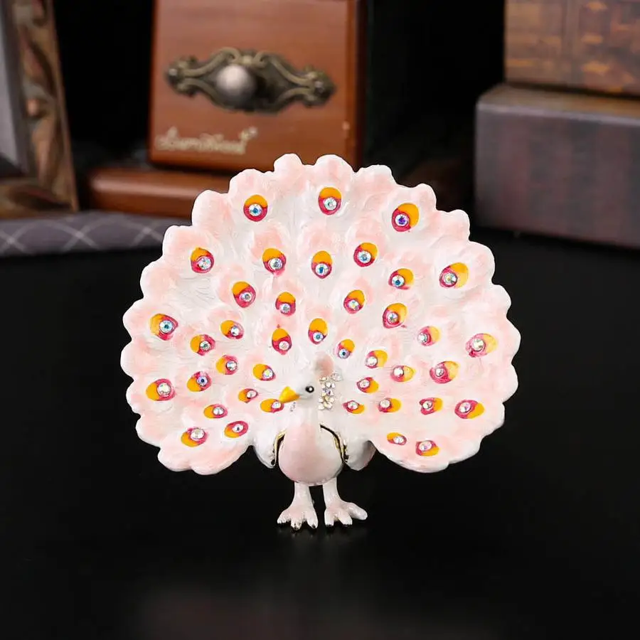 High-end Luxury Peacock Spreading-feather Jewelry Box, Home Decoration Item, Ring And Stud Earring Storage Box,birthday Gift