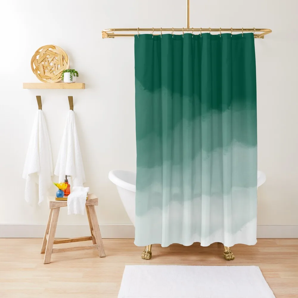 

Emerald Green Watercolor Ombre (green/white) Shower Curtain Bathtub In The Bathroom Shower Set Curtain