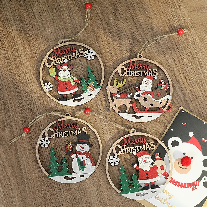 

Christmas Wooden Pendant Santa snowman Reindeer Xmas Tree Hanging Ornaments Home Christmas Party Decor Navidad New Year gifts