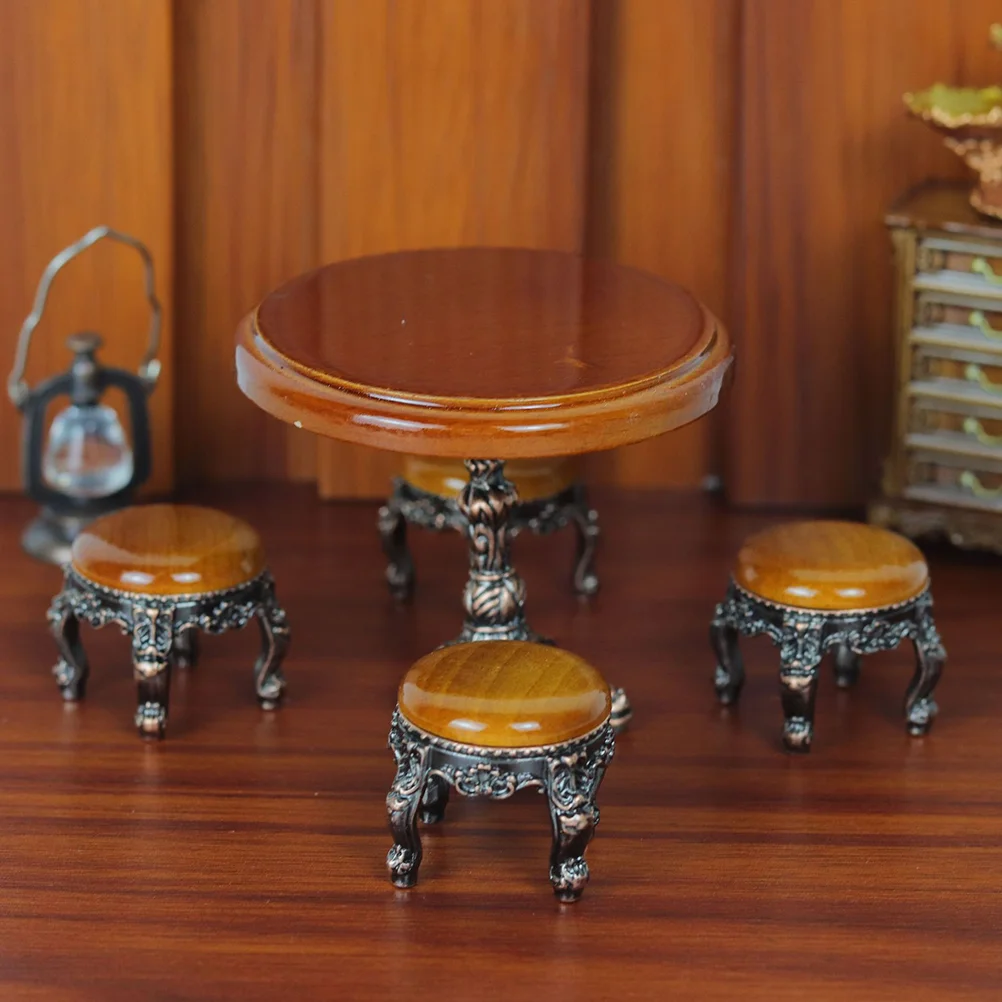 Scene Accessories Mini House Furniture Miniature Plant Pot Stool Round Table Decor