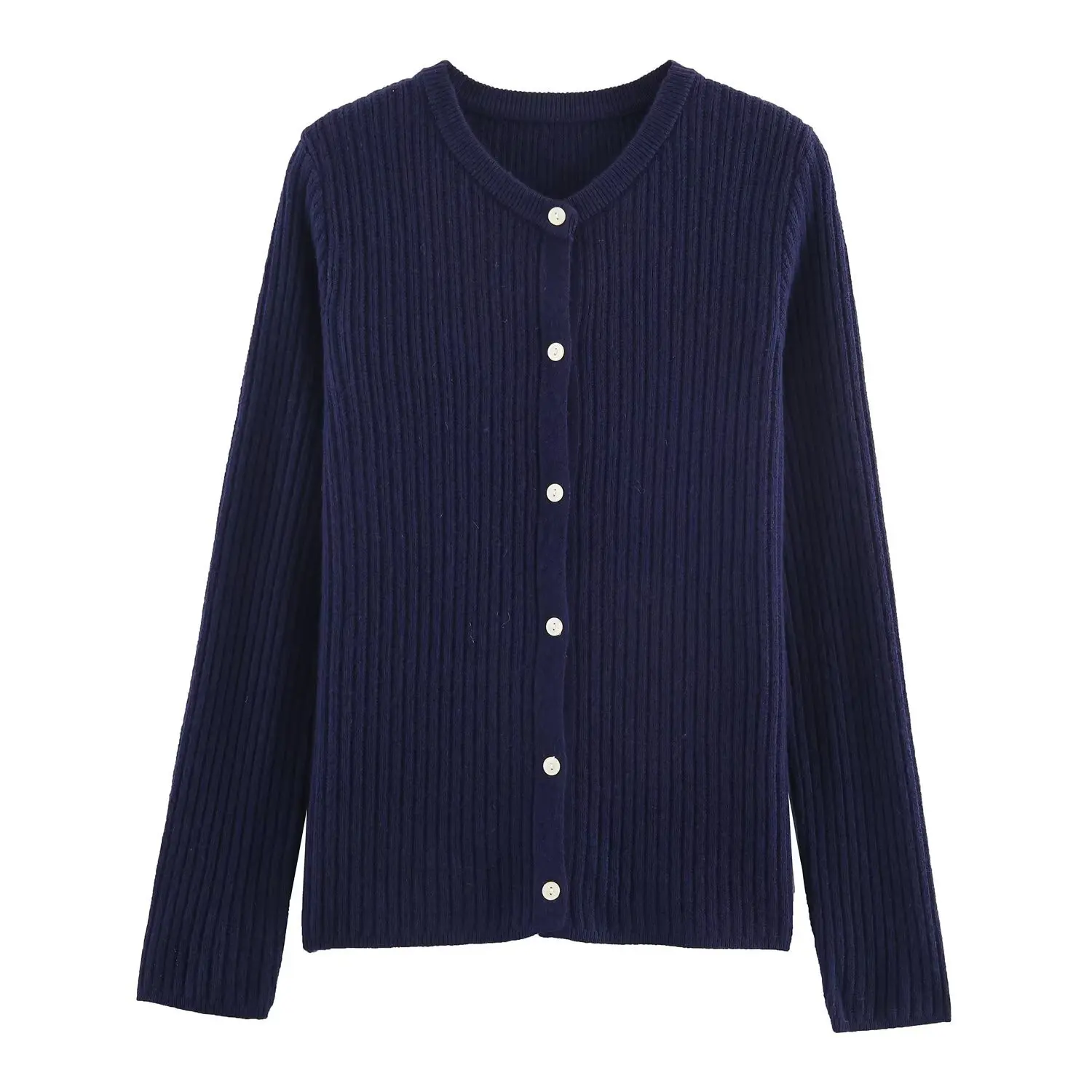 

Women's Crew Neck Cardigan Autumn Winter Fashionable Single-Breasted Multi-Color Knitted Blouse Casual Multi-Functional Top