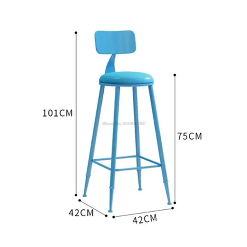 Wrought Iron Nordic Backrest Bar Chair Milk Tea Bar Chair Photo High Stool Home Simple Net Red High Stool