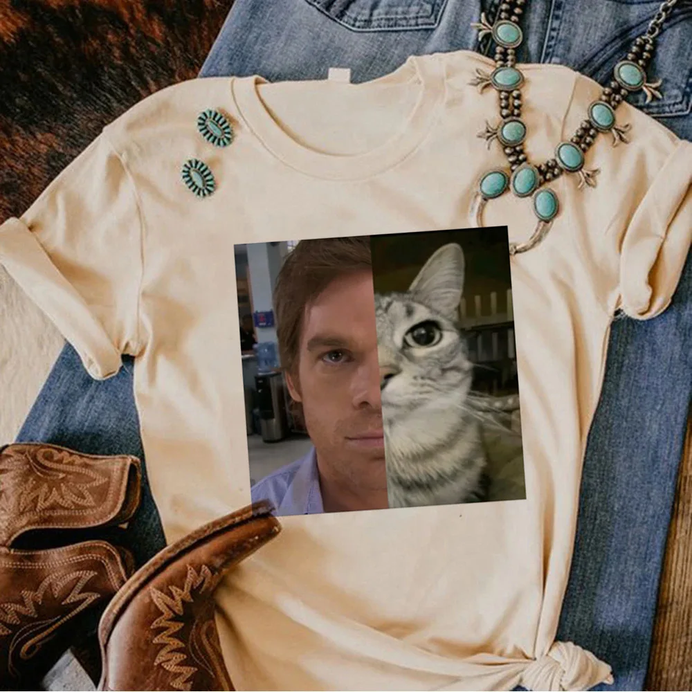 Camiseta Dexter Morgan, estilo gótico juvenil, moda coreana, cutecore, liquidación, camiseta manga, meme, grunge, escena de anime