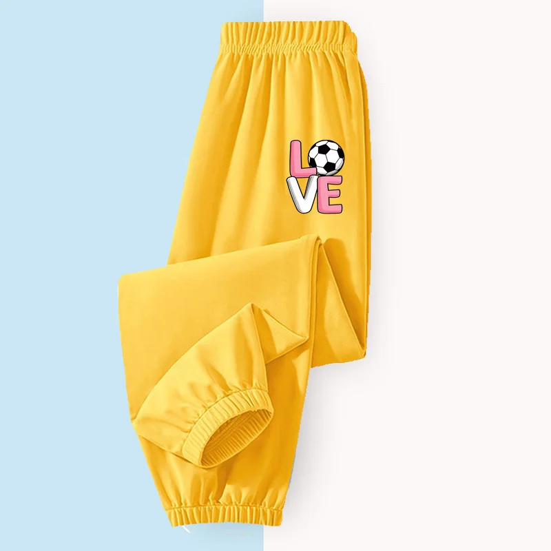 Summer Anti-Mosquito Pants for Baby Girls Lightweight Cotton Trousers Children Loose Fit Bug Pants Football Design