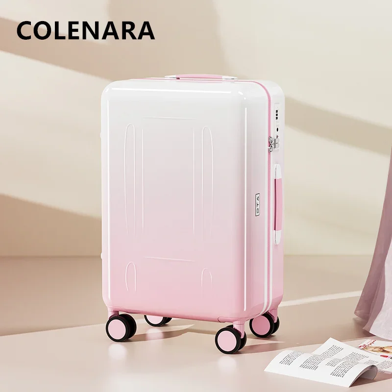 COLENARA Cabin Luggage Women\'s Boarding Box Men\'s Password Box 24” Trolley Case USB Charging 20 Inch Carry-on Travel Suitcase