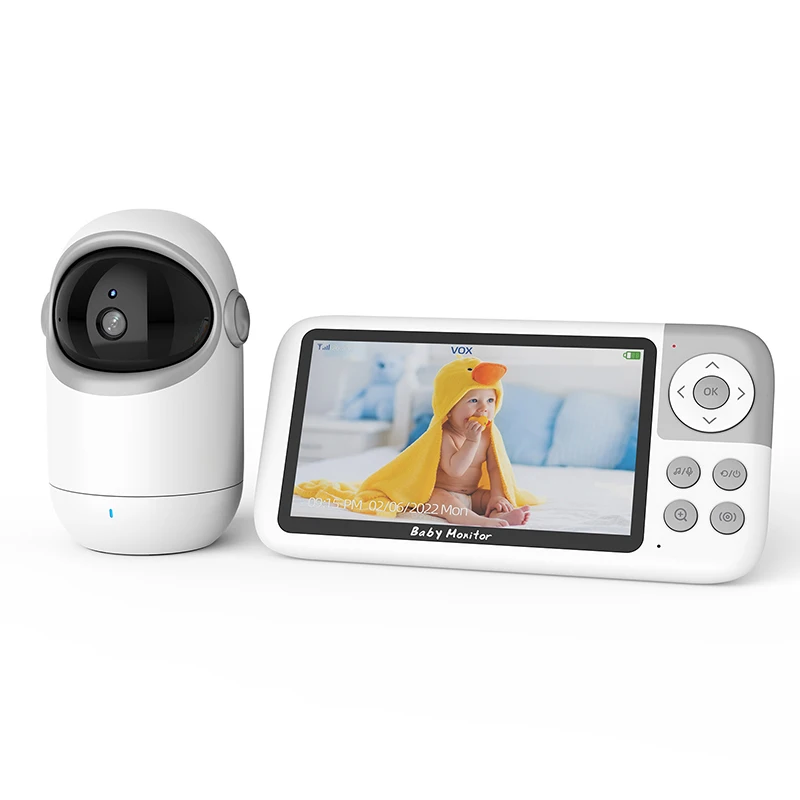 5Inch Screen  Wireless PTZ Baby Monitor Temperature Monitoring VOX Feeding Remind Intercom BabySistter Nanny Cam CCTV Camera