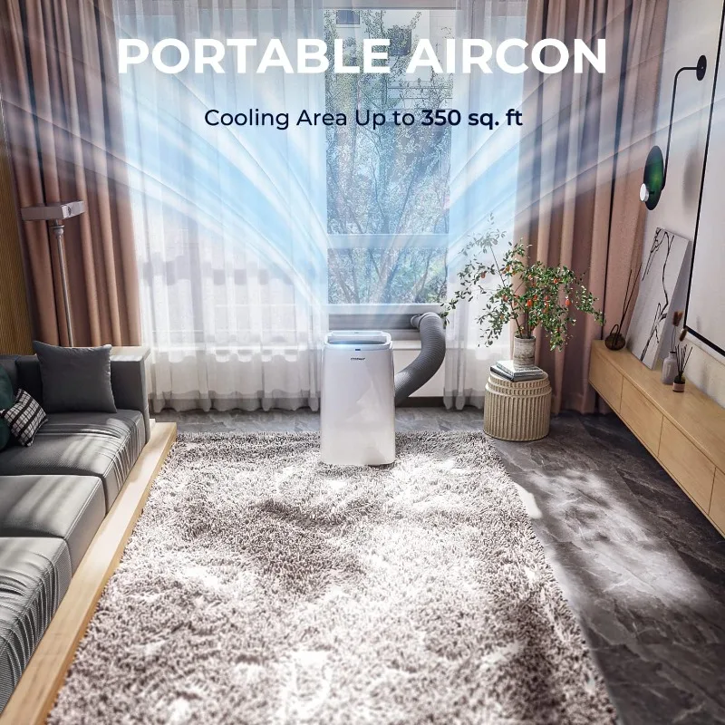 COSTWAY Portable Air Conditioner 9000 BTU, 3 in 1 Air Cooler with Fan & Dehumidifier, Quiet AC Unit Cools Rooms up to 350 sq.ft