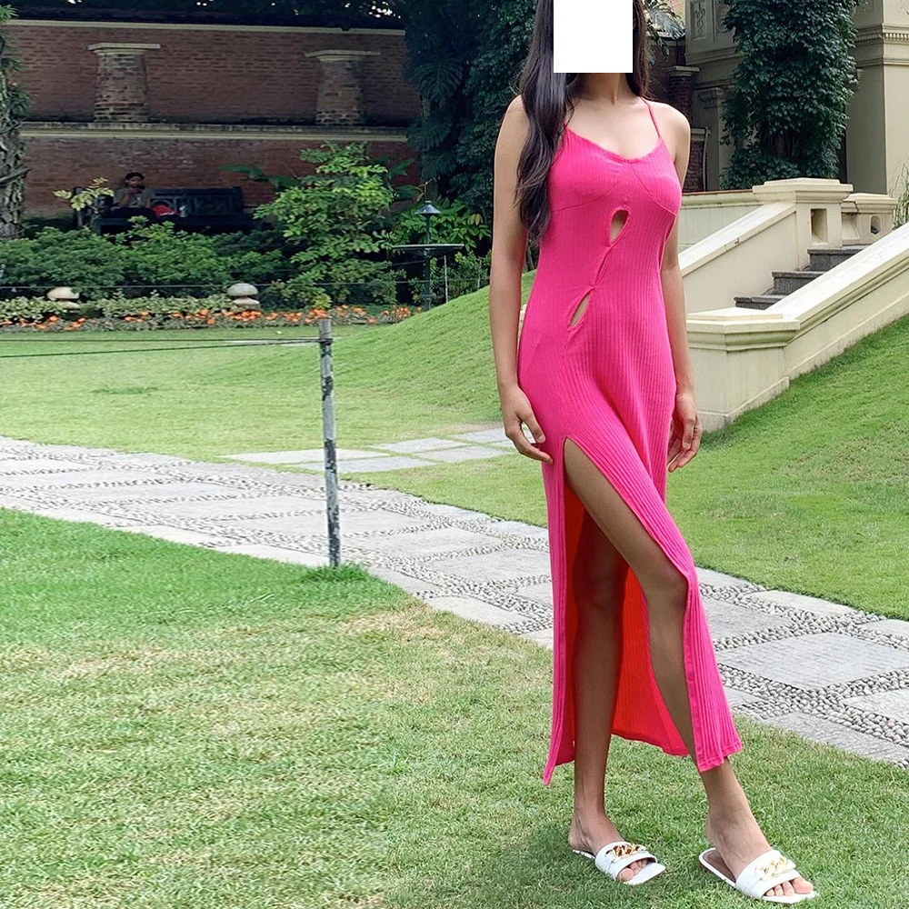 

Square Neck Spaghetti Straps Jersey Pink Sleeveless Evening Dress Sexy Straight Sleeveless Pleats Saudi Arabia Prom Gowns