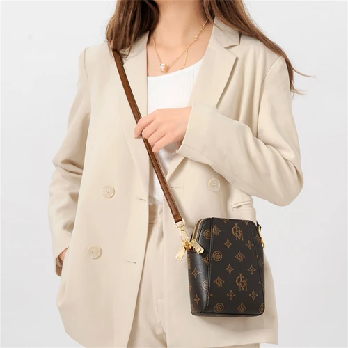 Imagen 2 del producto Bolso cruzado con estampado de letras para mujer, bandolera cuadrada pequeña de cuero PU de alta calidad, bolso de hombro a la moda