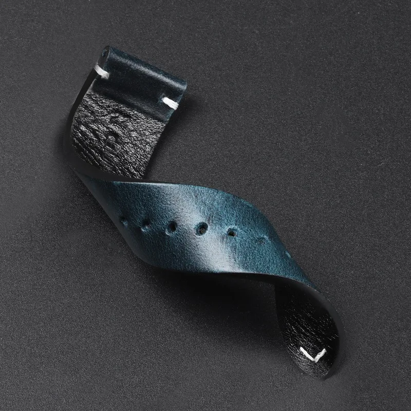 18/19/20/21/22/24mm Vintage Oil Wax Leather Watch Strap for Samsung Galaxy Watch 4 5 3 Genuine Leather Watchband for Huawei Belt