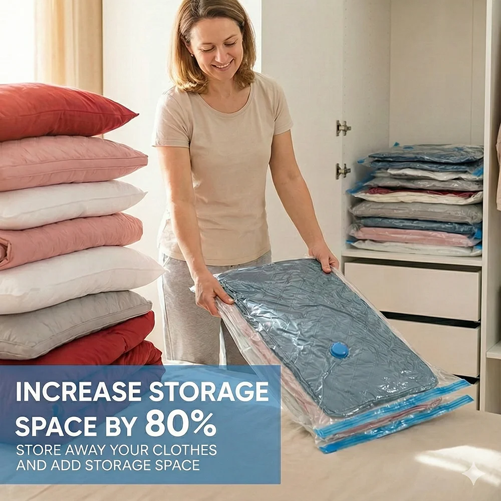 Vacuum Storage Bags For Clothes Wardrobe Space-saving Organizer Vacuum Seal Bag Compression Packing Cubes Moving Bags