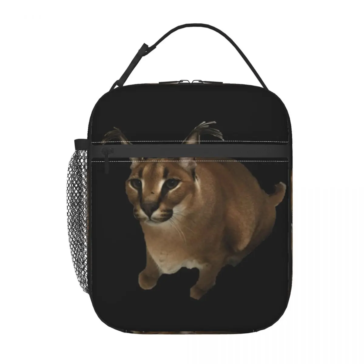 Big Floppa Meme Thermal Insulated Lunch Bags Funny Caracal Cat Portable Lunch Tote for Kids School Children Storage Food Box