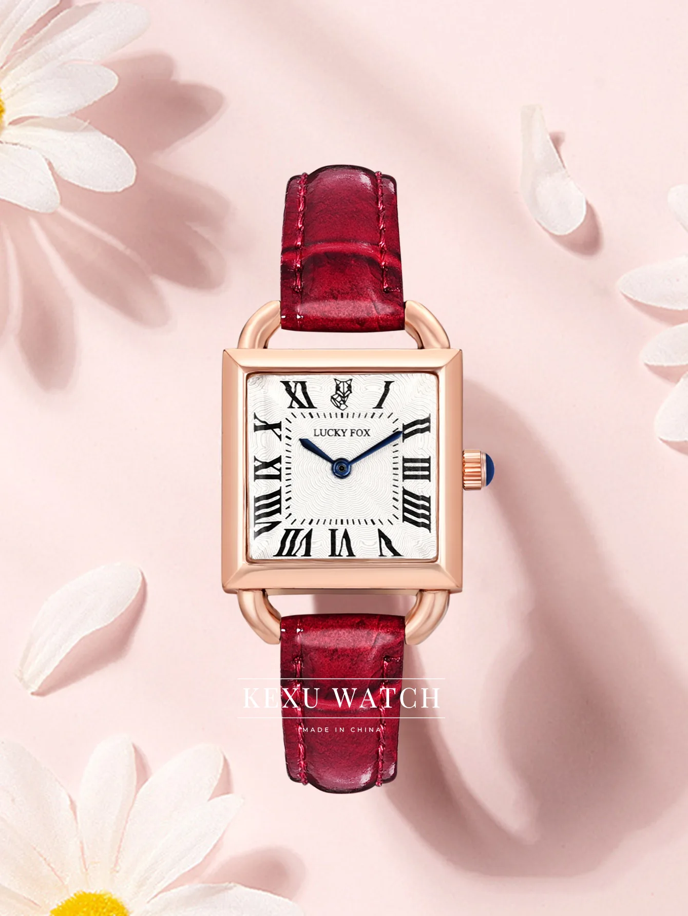 LUCKYFOX montre pour femme, montres élégantes pour femmes avec bracelet en cuir vert/marron/gris/rouge/blanc, montres-bracelets à Quartz délicates en gros