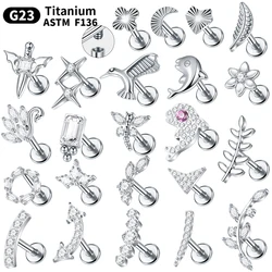 1PC Titanium 16G Ear Cartilage Piercing Marquise CZ Flower Helix Conch Flat Back Rook Tragus Labret Lip Piercings Body Jewelry