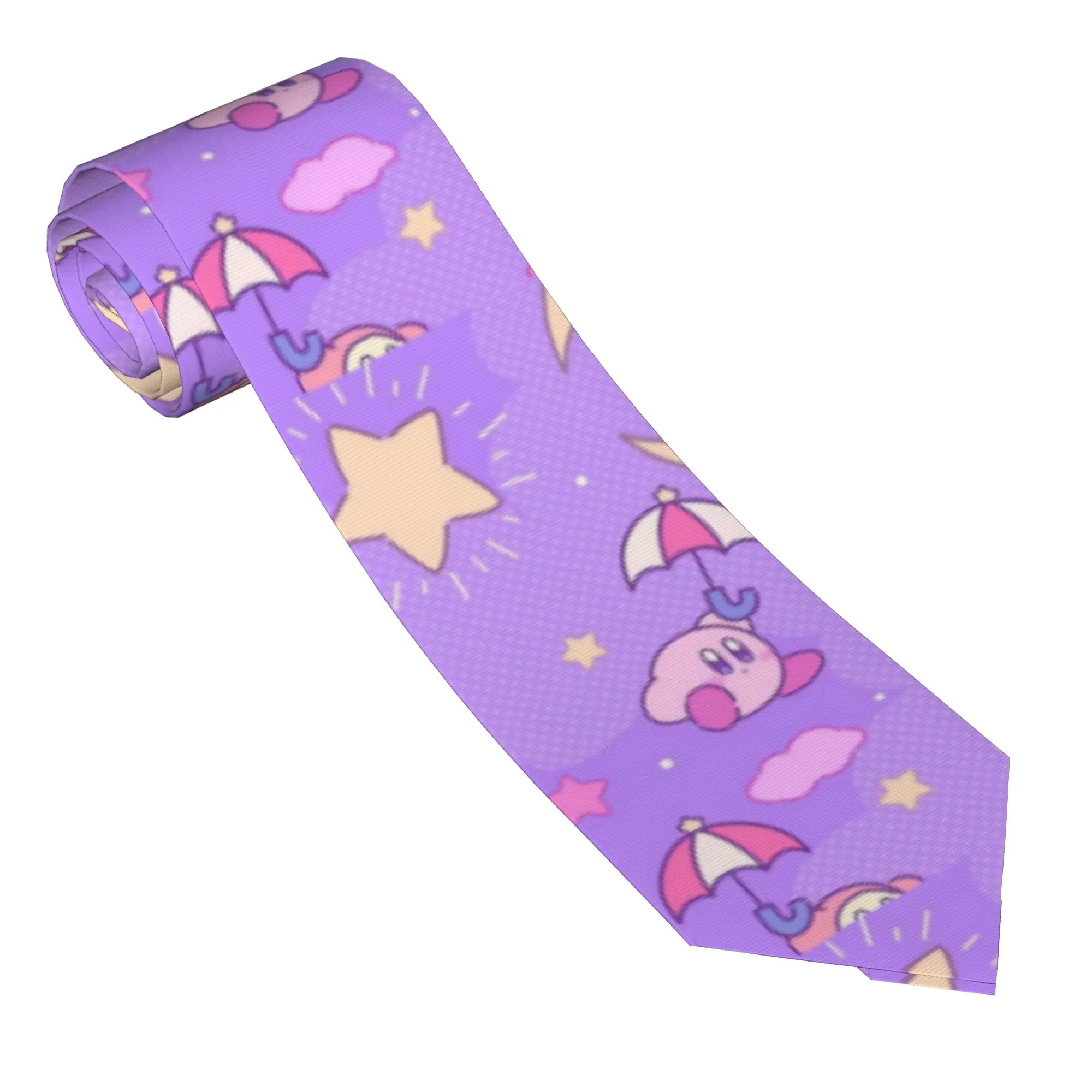 Kirby Night Sky Lullaby Necktie Men Women 8 cm  Narrow Neck Tie Kawaii for Men Suits Accessories Cravat Wedding Cosplay Props
