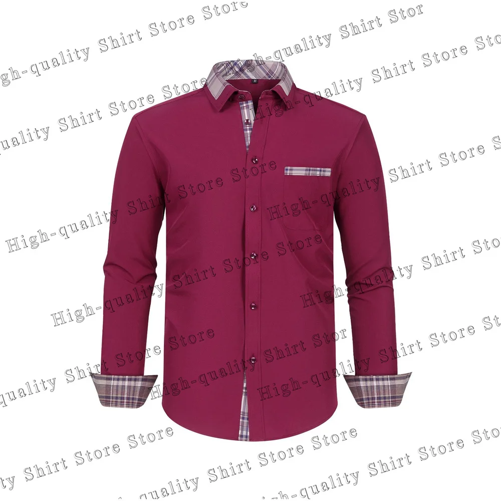 Multicolor Men's Shirts Casual Breathable Long Sleeve Colorblock Lapel Shirt Daily Vacation Front Pocket Men's Clothing