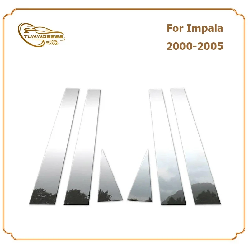 Pillar Post Trim Cover For Chevrolet Impala 00 01 02 03 04 05 6PCS Car Side Door Window Stickers 304 Stainless Steel Silver