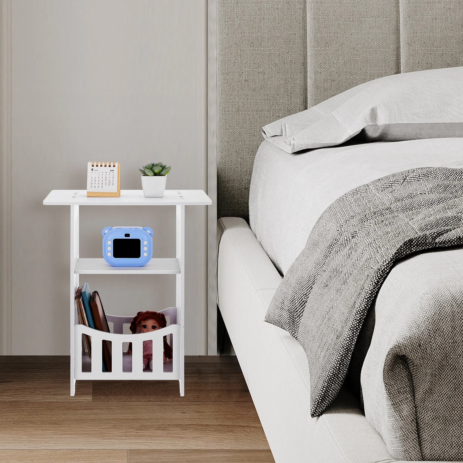 

Bedside Table With Storage Shelf Small Nightstand For Bedroom Sofa Side Hollow End Table Home Decor Furniture
