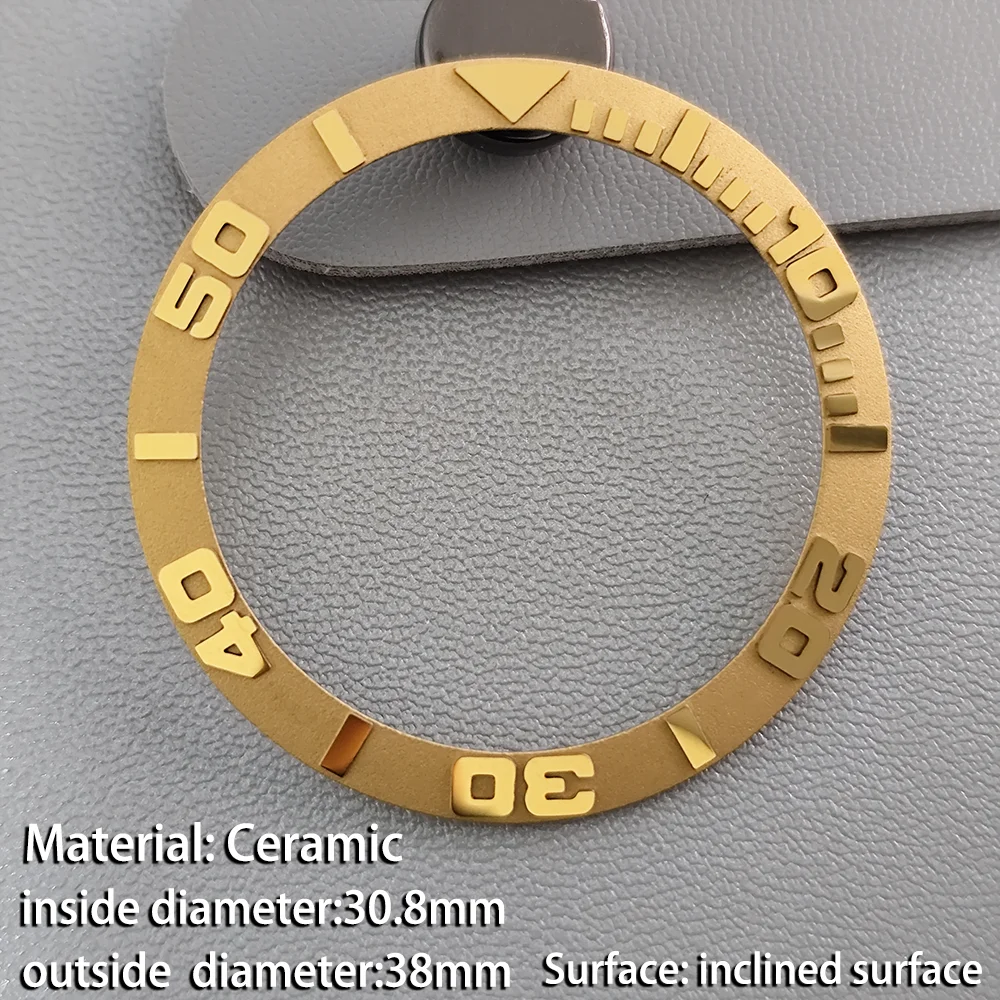 

38mm Ceramic Tilted Bezels Insert Ring Fits 40mm Yacht Watches Case 30.8mm Inner Diameter For NH34 NH35 Series Watch Bezel Part