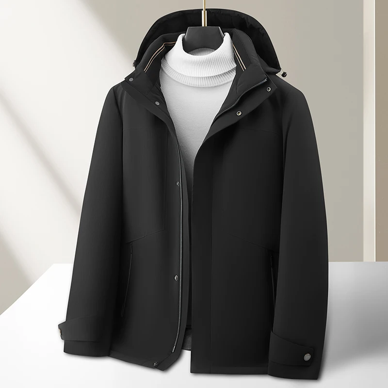 High Quality Men's Goose Down Jackets 2025 Winter Casual Windproof Warm Puffer Coat Liner&Hat Detachable Outwear Padded Clothing