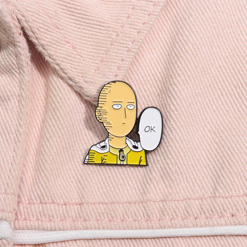 One Punch Man Saitama Enamel Pins Cute Anime Metal Cartoon Brooch Men Women Fashion Jewelry Gift Knapsack Hat Collar Lapel Badge