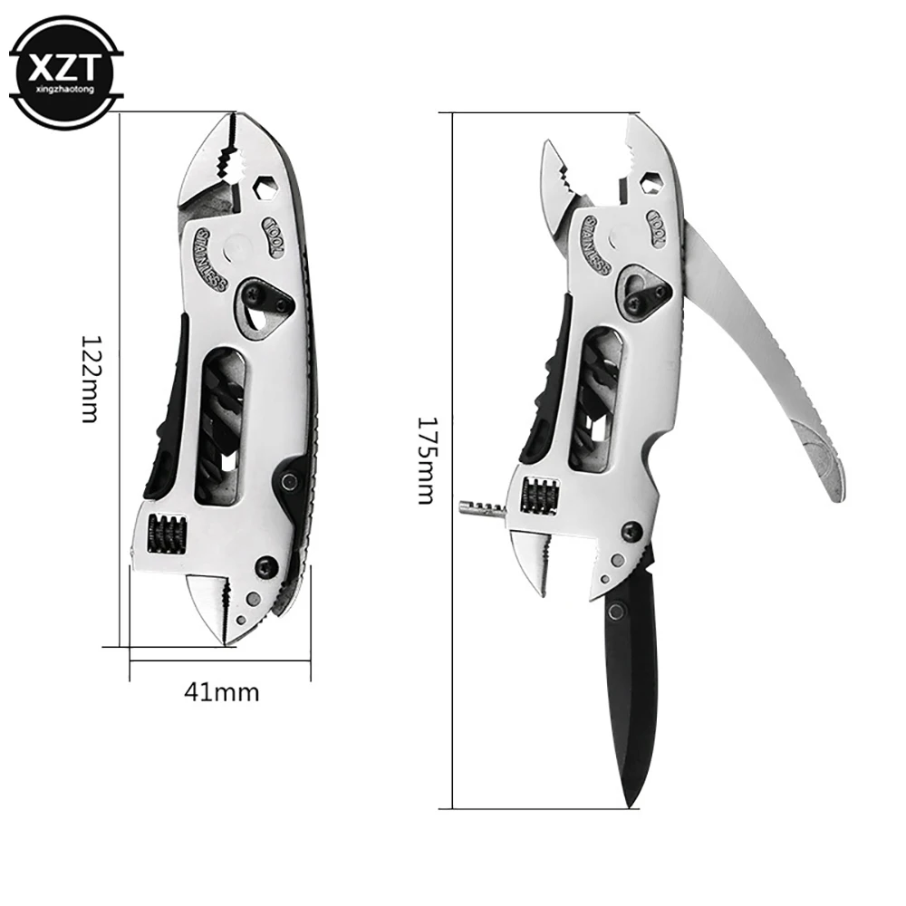 Multitool Pliers Pocket Knife Screwdriver Set Kit Adjustable Wrench Jaw Spanner Repair Outdoor Camping Survival Portable