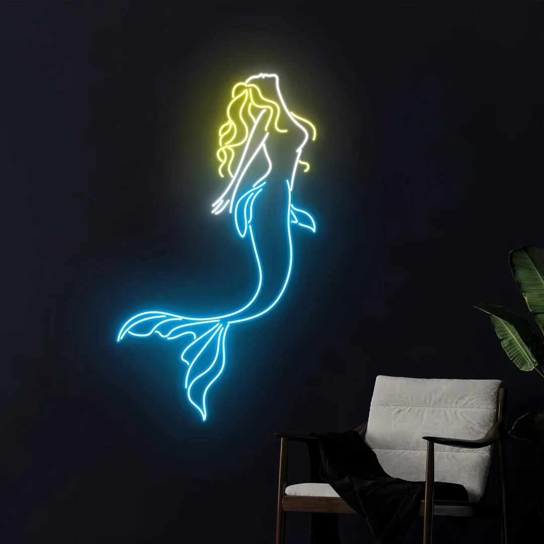 Mermaid Neon Sign, Mermaid Girl Led Sign, Mermaid Lady Neon Light, Mermaid Woman LED Light, Nursery Room Wall Decor Art Custom