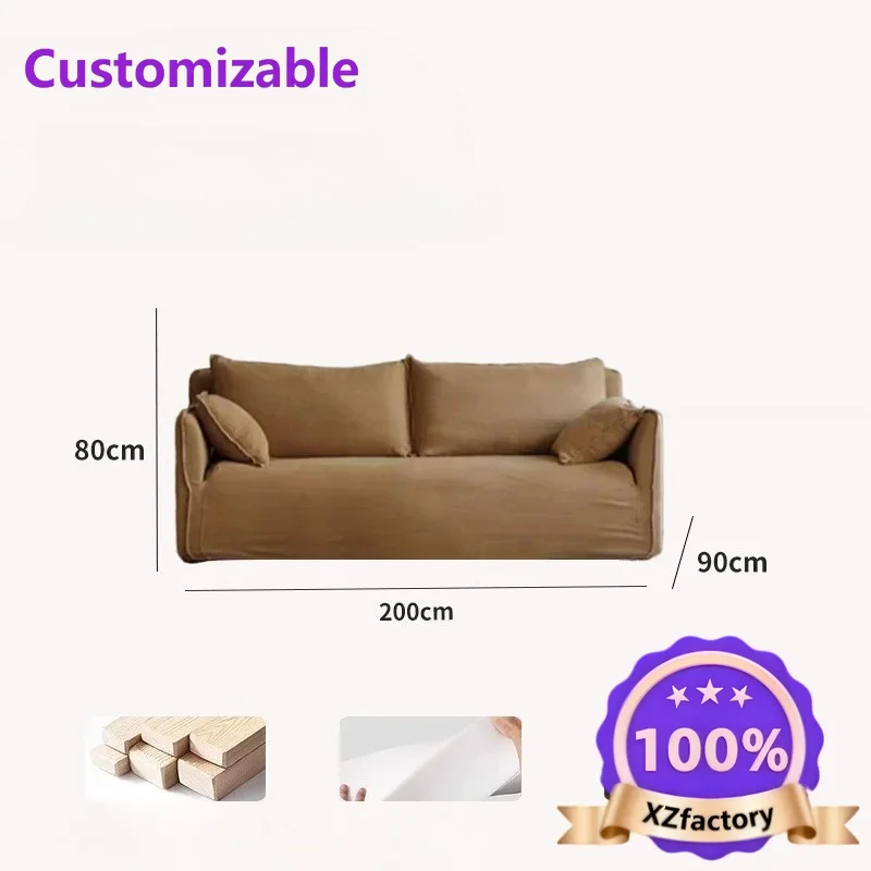 Factory Direct 2026 Top Rated Japanese Silent Wind Fabric Sofa White Nordic Straight Row Small Apartment Multi-person Linen