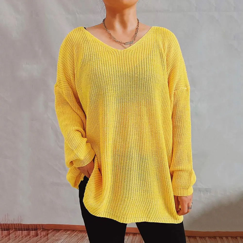 Maglione da donna tinta unita maglione lavorato a maglia tinta unita maglioni lavorati a maglia da donna comodi ed eleganti ad alta elasticità per l'autunno