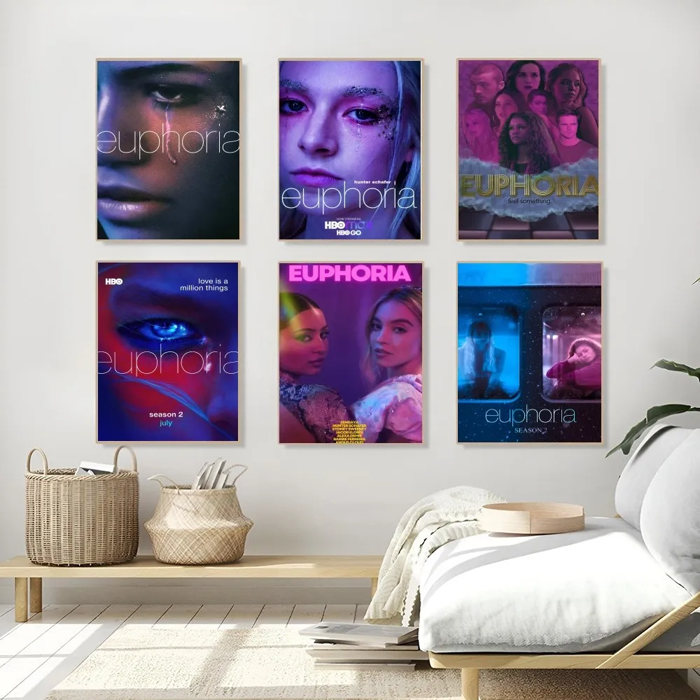 1PC Euphoria TV Series Poster Self-adhesive Art Waterproof Paper Sticker Coffee House Bar Room Wall Decor