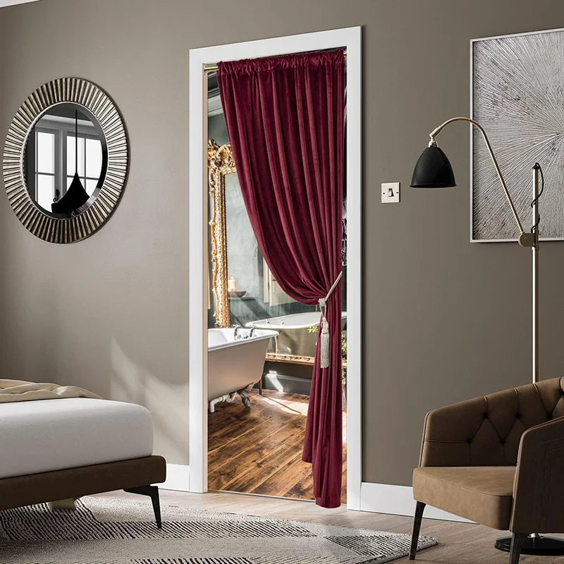 1PC Luxury Velvet Blackout Curtains Movie Theater Stage Christmas Background Drapes RodPocket for Bedroom Living Room Decoration