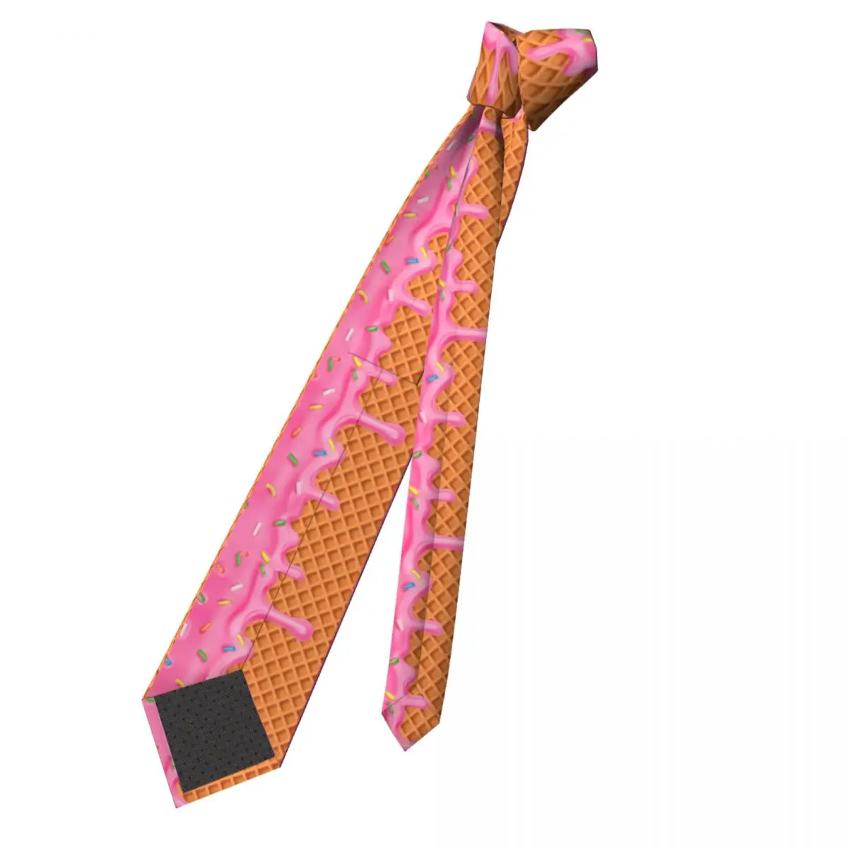 Strawberry Ice Cream Waffle With Sprinkles Neckties Men Women Polyester 8 cm Neck Ties Silk Wide Daily Wear Gravatas Cosplay